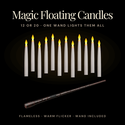 Magic floating LED candles with wand remote, 12 or 20 pack