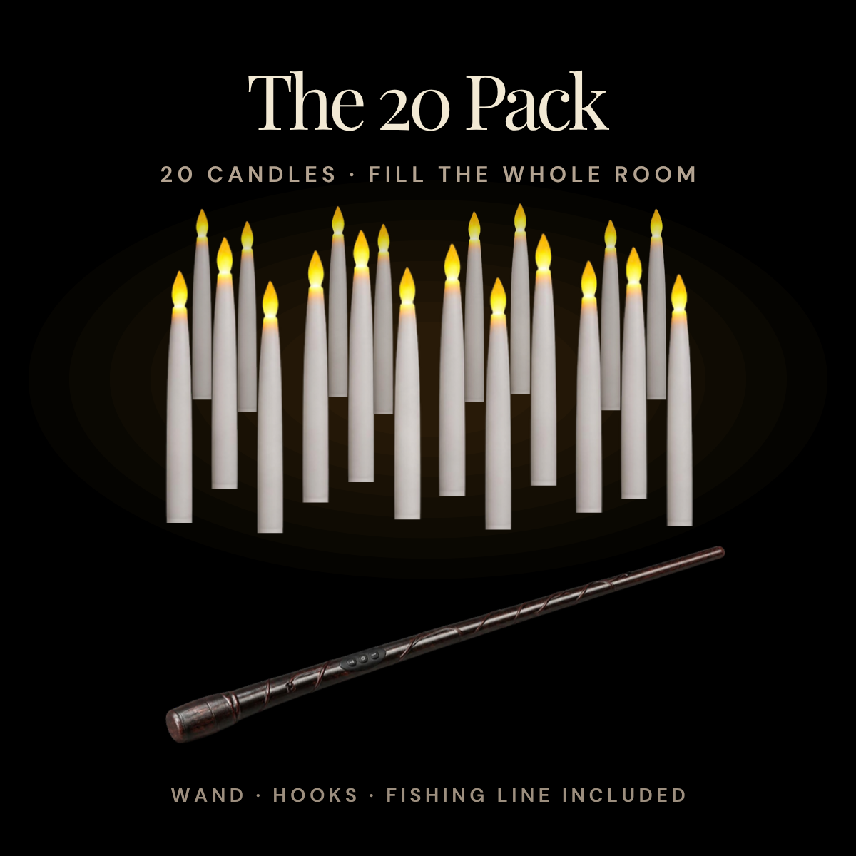 The 20 Pack: 20 floating LED candles with wand remote