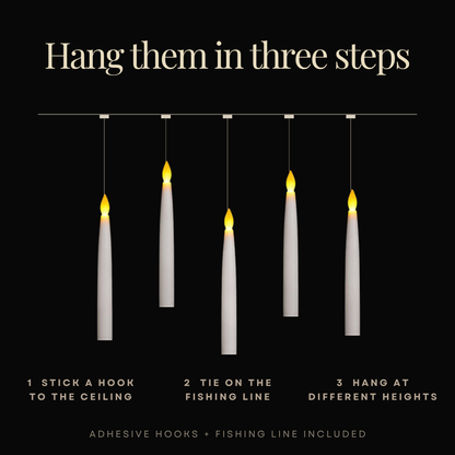 How to hang the floating candles in three steps with hooks and fishing line