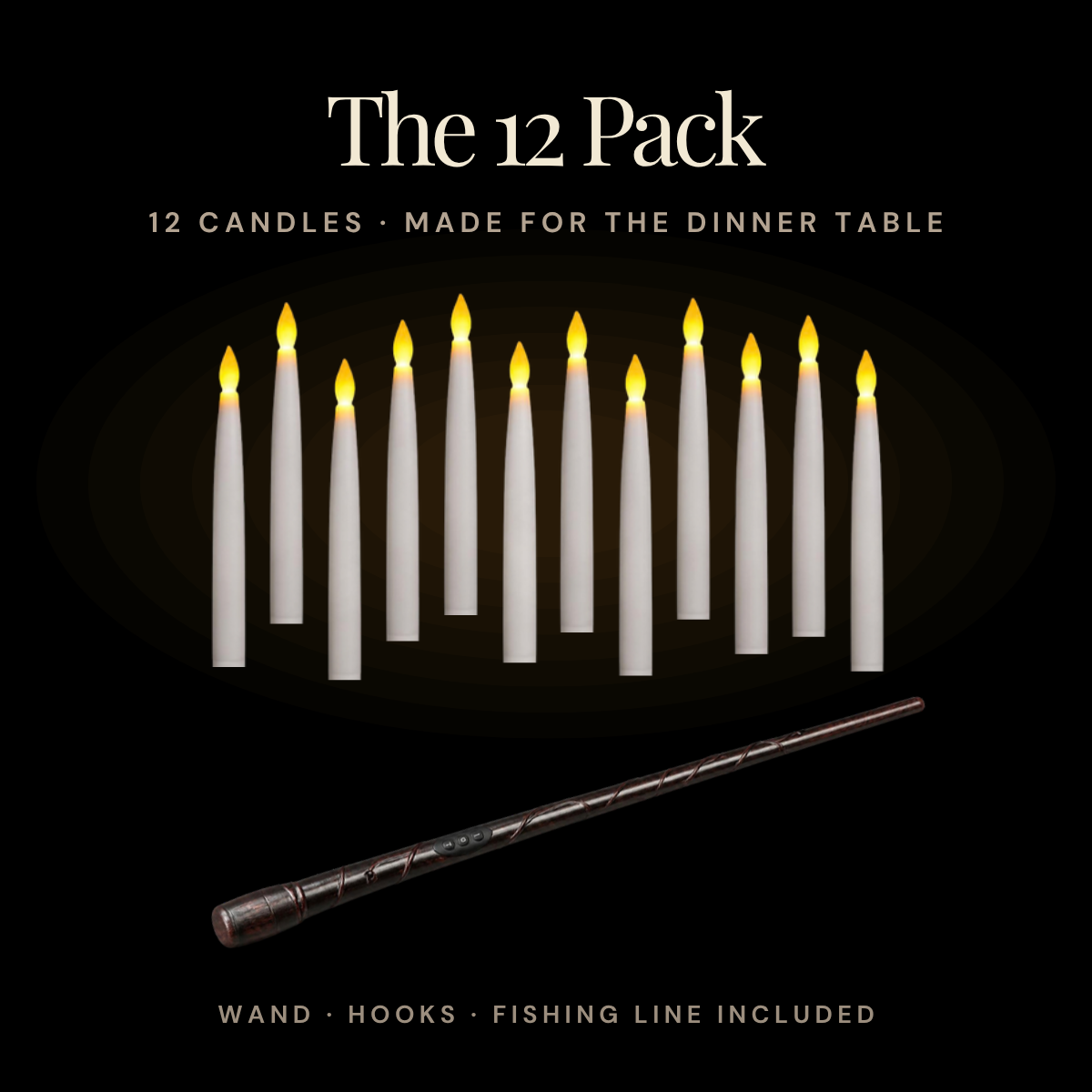 The 12 Pack: 12 floating LED candles with wand remote