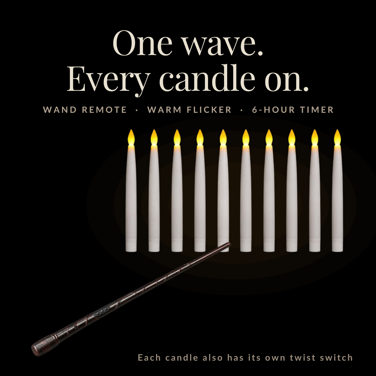 One wave of the wand turns every candle on