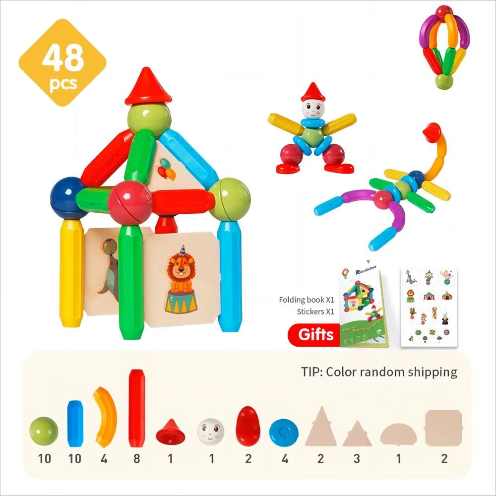 10/26/48/78/101/136Pcs Magnetic Constructor Building Blocks Toys Children Magic Magnet Stick Rod Montessori Toy Gifts