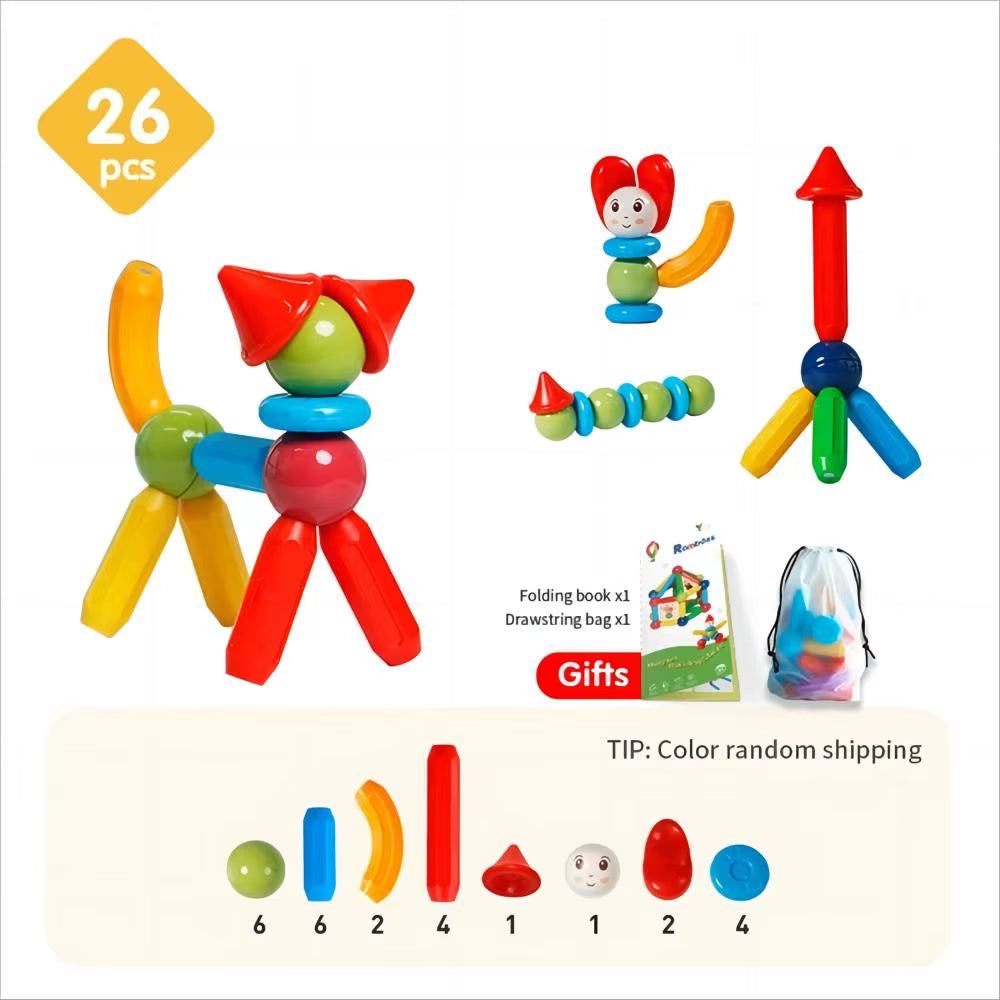 10/26/48/78/101/136Pcs Magnetic Constructor Building Blocks Toys Children Magic Magnet Stick Rod Montessori Toy Gifts