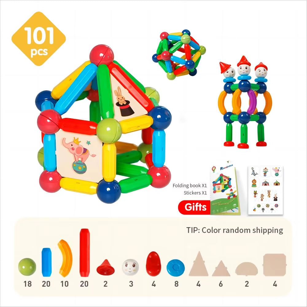 10/26/48/78/101/136Pcs Magnetic Constructor Building Blocks Toys Children Magic Magnet Stick Rod Montessori Toy Gifts