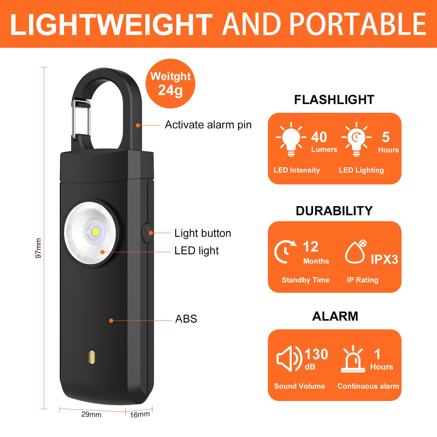 Neatify Beacon ™ Personal Safety Alarm with LED Light