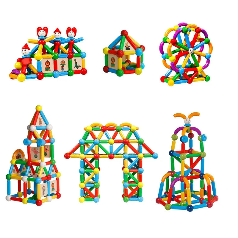 10/26/48/78/101/136Pcs Magnetic Constructor Building Blocks Toys Children Magic Magnet Stick Rod Montessori Toy Gifts