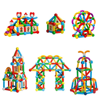 10/26/48/78/101/136Pcs Magnetic Constructor Building Blocks Toys Children Magic Magnet Stick Rod Montessori Toy Gifts