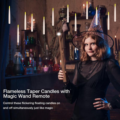 Enchanting Flameless Candles with Magic Wand Remote for Festive Decor - Perfect for Christmas, Halloween, and More!